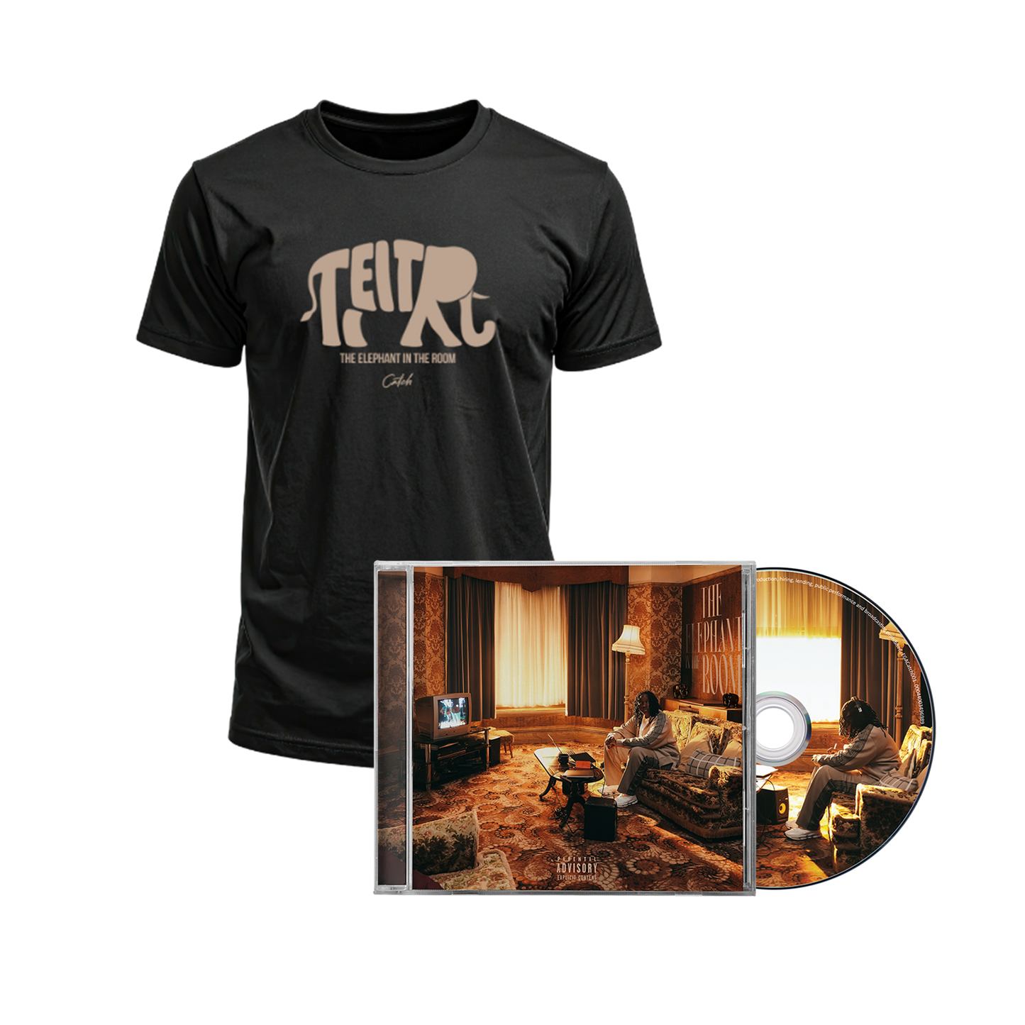 The Elephant In The Room T-shirt in Black + CD